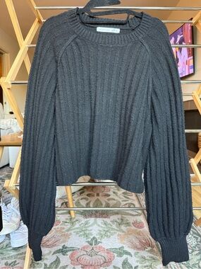 Altar’d State Black Ribbed Knit Sweater - Cozy Crewneck
